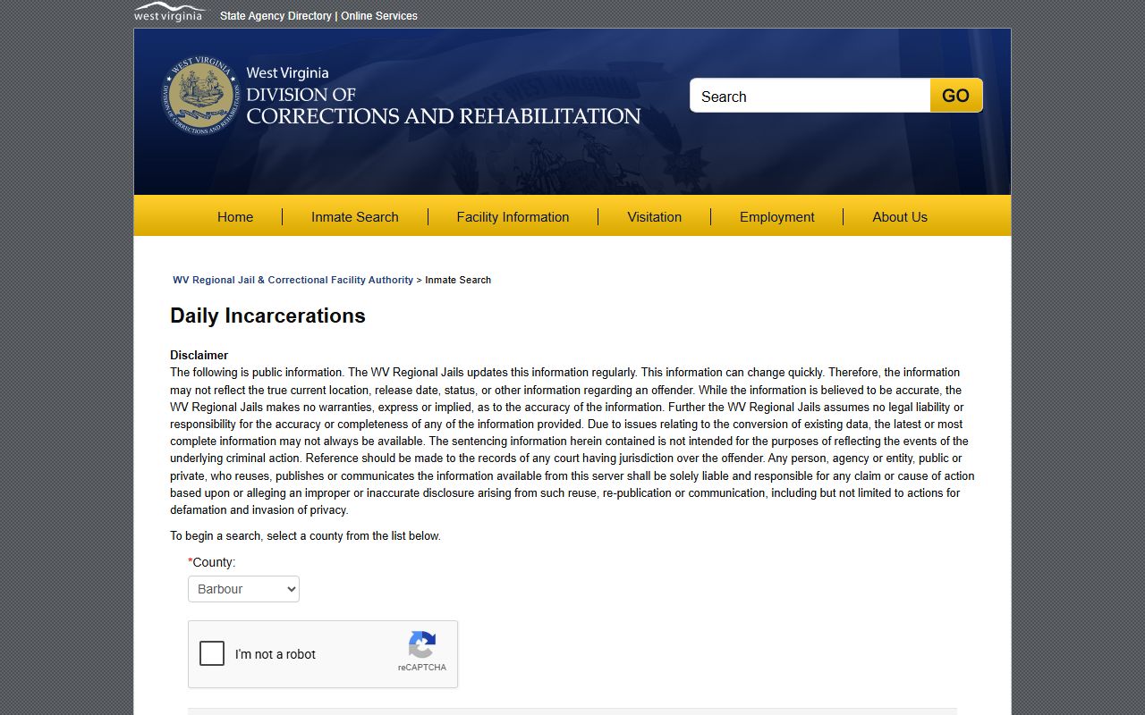 Hardy County inmate records daily incarcerations search