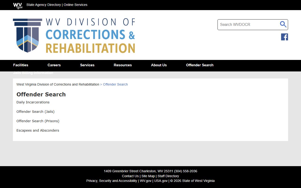 Hardy County inmate records WVDCR offender search hub